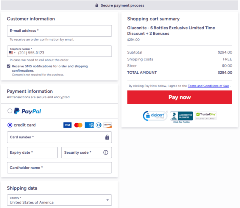 Gluconite Checkout
